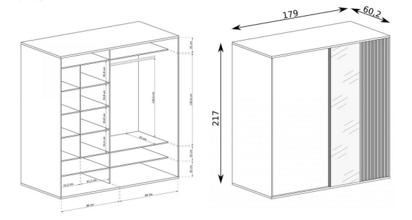 Šatní skříň s posuv. dveřmi FRAGILIS 1, dub artisan/černá