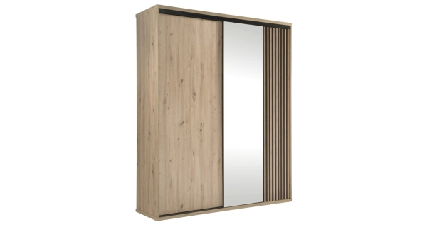 Šatní skříň s posuv. dveřmi FRAGILIS 1, dub artisan/černá