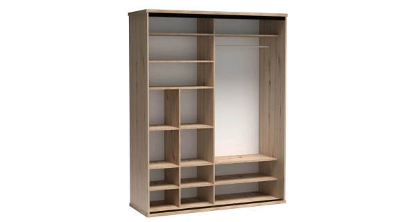 Šatní skříň s posuv. dveřmi FRAGILIS 1, dub artisan/černá