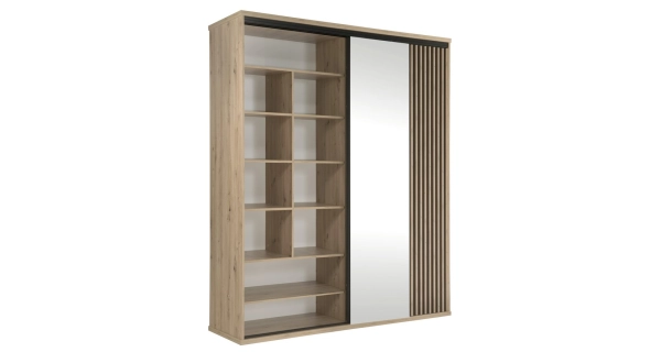 Šatní skříň s posuv. dveřmi FRAGILIS 1, dub artisan/černá