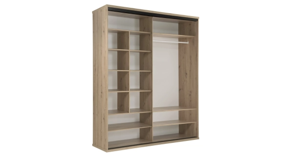 Šatní skříň s posuv. dveřmi FRAGILIS 1, dub artisan/černá