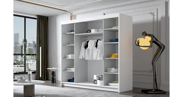 Šatní skříň s posuvnými dveřmi EDELY VII bez zrcadla, kašmír