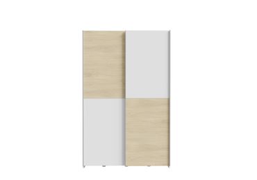 Šatní skříň s posuvnými dveřmi KEBAN, bílá/dub puccini