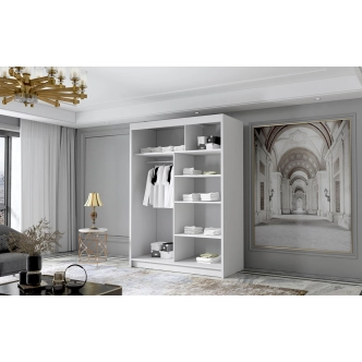 Šatní skříň s posuvnými dveřmi METZ III se zrcadlem, bílá