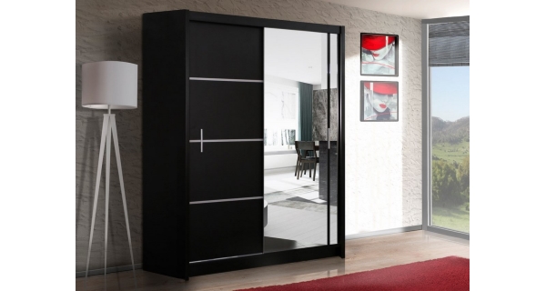 Šatní skříň s posuvnými dveřmi SARON 150, černá
