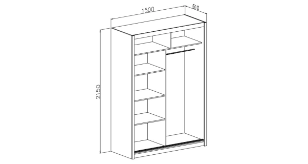 Šatní skříň s posuvnými dveřmi SARON 150, dub sonoma