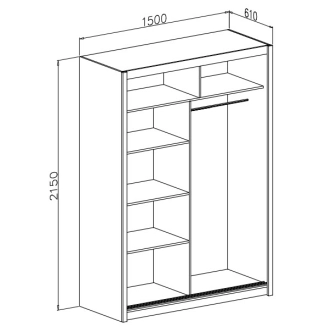 Šatní skříň s posuvnými dveřmi SARON 150, dub sonoma