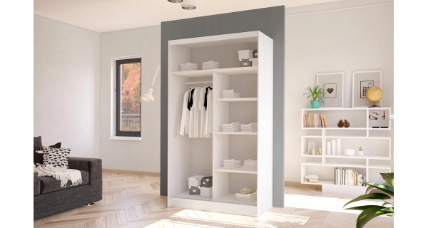 Šatní skříň s posuvnými dveřmi SILVERIO I, bílá