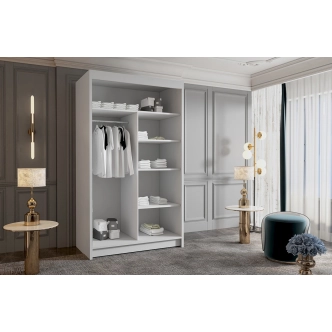 Šatní skříň s posuvnými dveřmi SWAIN III se zrcadlem, černá