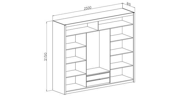 Šatní skříň s posuvnými dveřmi TURITI, bílá/černá