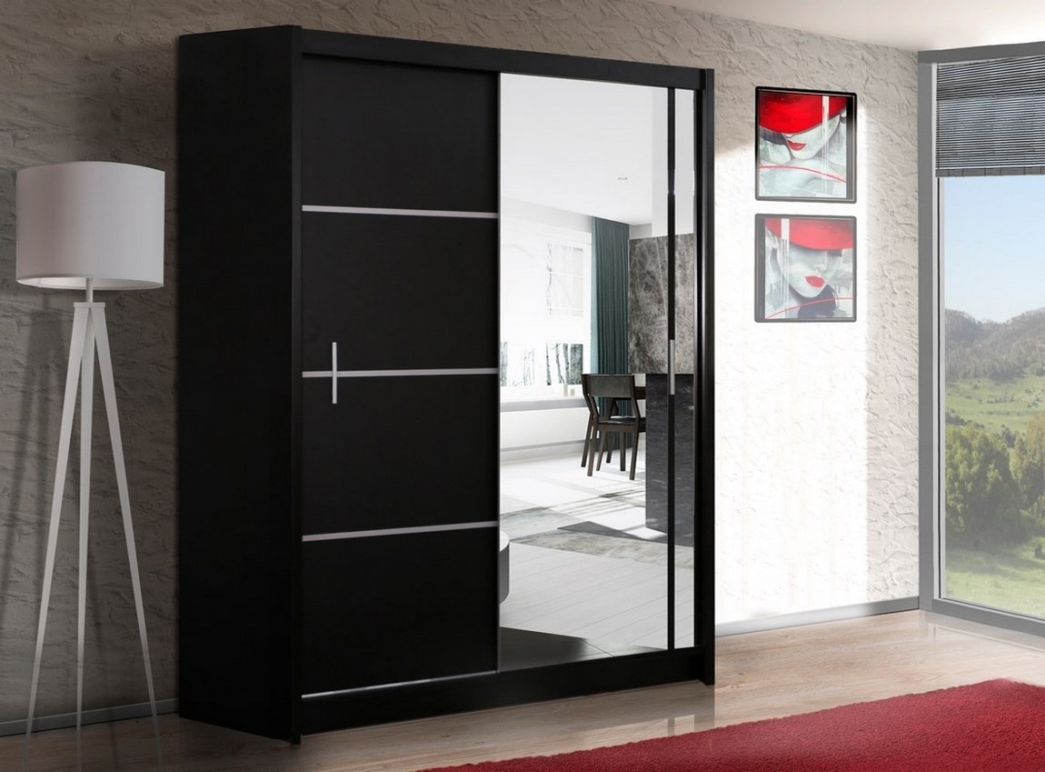 Šatní skříň s posuvnými dveřmi SARON 150, černá