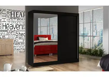 Šatní skříň se zrcadlem HEMIS I, černá