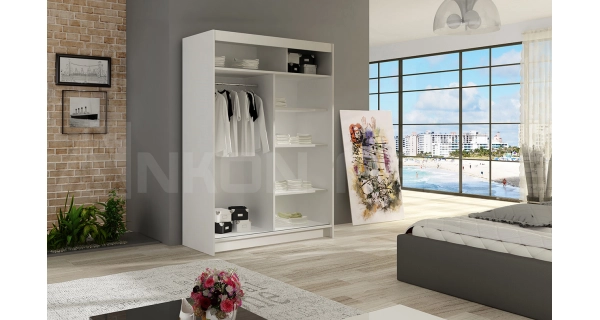 Šatní skříň se zrcadlem LAUCO I, bílá