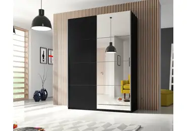 Šatní skříň se zrcadlem MAGGIE 120, černá