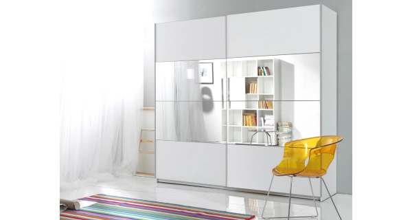 Šatní skříň se zrcadlem MAGGIE 180, bílá