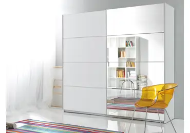 Šatní skříň se zrcadlem MAGGIE 200, bílá