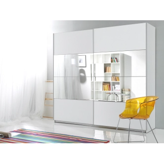 Šatní skříň se zrcadlem MAGGIE 200, bílá