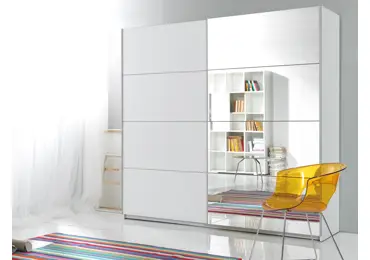 Šatní skříň se zrcadlem MAGGIE 221, bílá