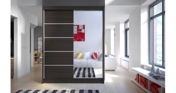 Šatní skříň se zrcadlem SVEZIA III, čokoládová