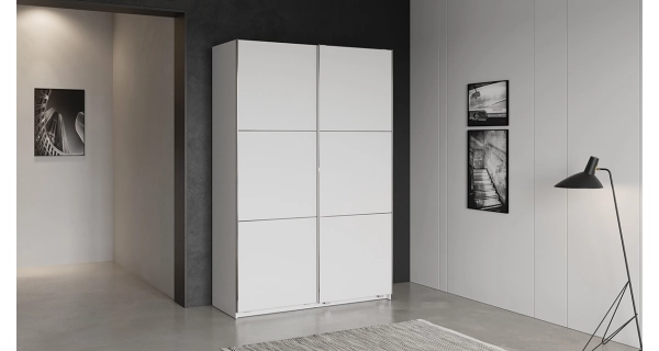 Šatní skříň SOLGAR s posuvnými dveřmi, bílý mat
