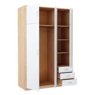 Šatní skříň SWAUN 3, dub sonoma/bílá