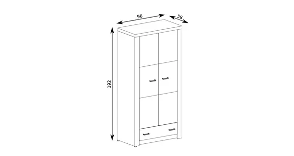 Šatní skříň SWED 2D1S, jasan bílý