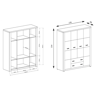 Šatní skříň SWED čtyřdvéřová, jasan bílý