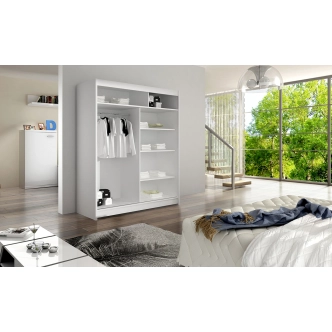 Šatní skříň TABARI S, bílý mat/zrcadlo