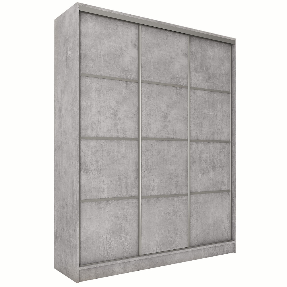 Šatní skříň LITOLARIS 150 bez zrcadla, se 4 šuplíky a 2 šatními tyčemi, beton