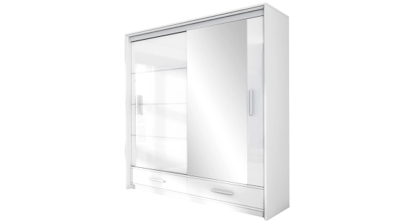 Šatní skříň WARDANE 203, bílá s LED