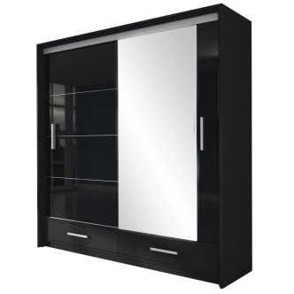 Šatní skříň WARDANE 203, černá s LED