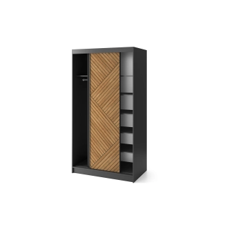 Šatní skříň WILKE II, dub caramel/černý mat