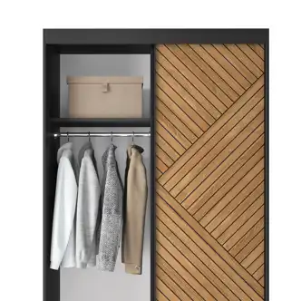 Šatní skříň WILKE II, dub caramel/černý mat