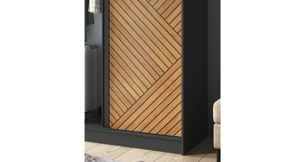 Šatní skříň WILKE II, dub caramel/černý mat