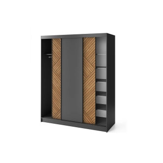 Šatní skříň WILKE III, dub caramel/černý mat