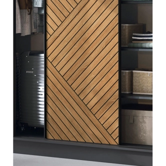 Šatní skříň WILKE III, dub caramel/černý mat