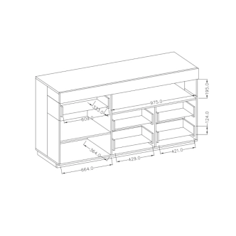 SCHIAHOT komoda 1D3S, bílá/bílý lesk/dub wotan