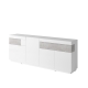 SCHIAHOT komoda 4D2S, bílá/bílý lesk/beton colorado