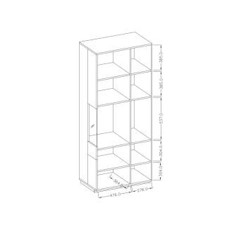 SCHIAHOT vitrína 2D, levé provedení, bílá/bílý lesk/dub wotan