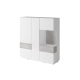 SCHIAHOT vitrína 3D, bílá/bílý lesk/beton colorado