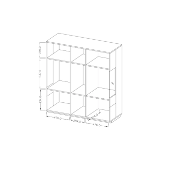 SCHIAHOT vitrína 3D, bílá/bílý lesk/dub wotan