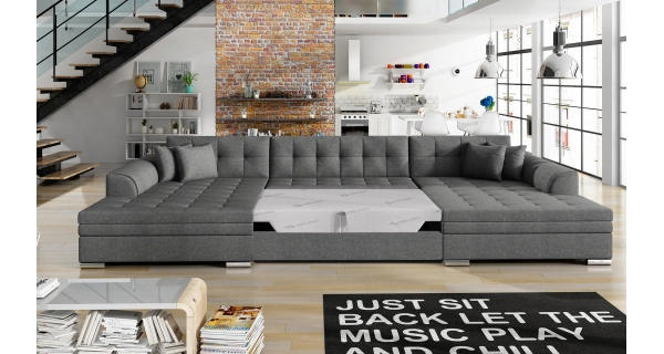 Sedačka BISTAR 05 ve tvaru U, tmavě šedá látka