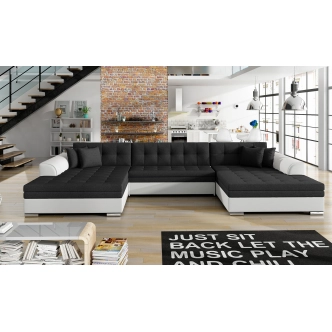 Sedačka BISTAR 07 ve tvaru U, černá látka/bílá ekokůže