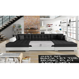 Sedačka BISTAR 07 ve tvaru U, černá látka/bílá ekokůže