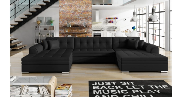 Sedačka BISTAR 08 ve tvaru U, černá ekokůže