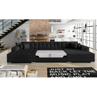 Sedačka BISTAR 08 ve tvaru U, černá ekokůže