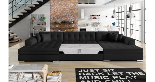 Sedačka BISTAR 08 ve tvaru U, černá ekokůže