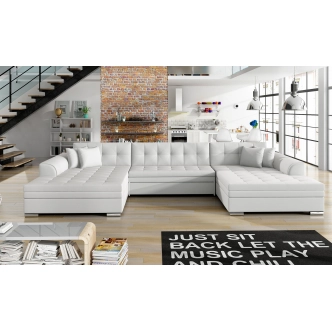 Sedačka BISTAR 09 ve tvaru U, bílá ekokůže