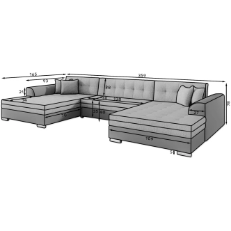 Sedačka BISTAR 10 ve tvaru U, šedá látka/bílá ekokůže