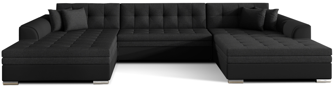 Sedačka BISTAR 13 ve tvaru U, černá látka/černá ekokůže